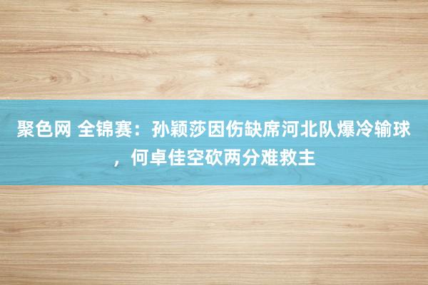 聚色网 全锦赛：孙颖莎因伤缺席河北队爆冷输球，何卓佳空砍两分难救主