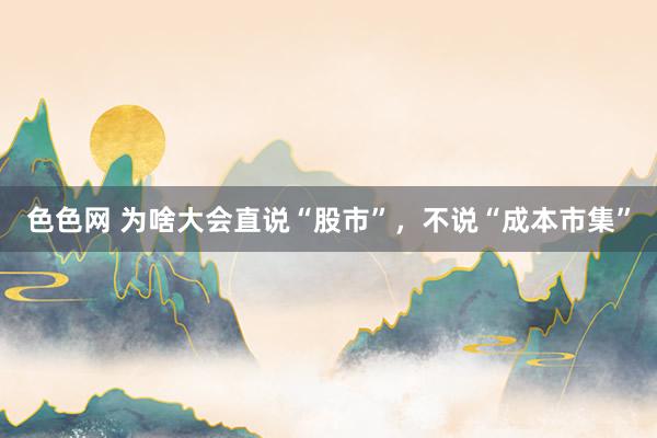 色色网 为啥大会直说“股市”,不说“成本市集”