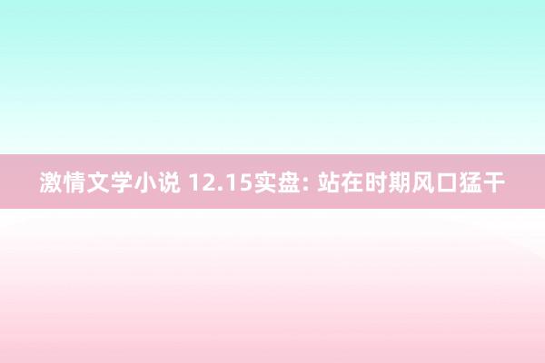 激情文学小说 12.15实盘: 站在时期风口猛干