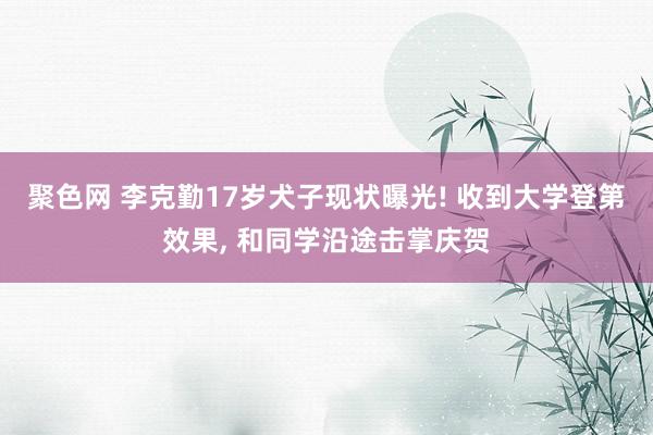 聚色网 李克勤17岁犬子现状曝光! 收到大学登第效果， 和同学沿途击掌庆贺
