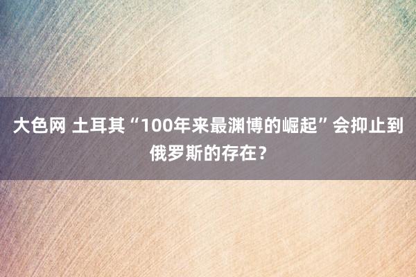 大色网 土耳其“100年来最渊博的崛起”会抑止到俄罗斯的存在？