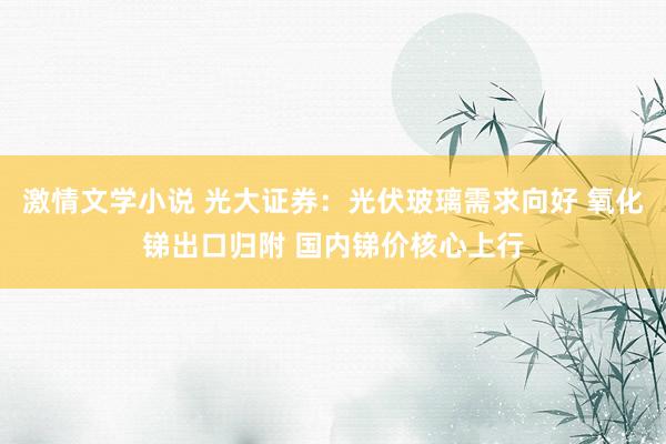 激情文学小说 光大证券：光伏玻璃需求向好 氧化锑出口归附 国内锑价核心上行
