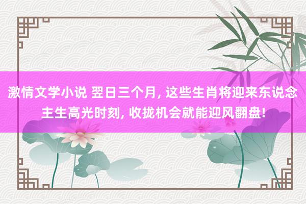 激情文学小说 翌日三个月， 这些生肖将迎来东说念主生高光时刻， 收拢机会就能迎风翻盘!