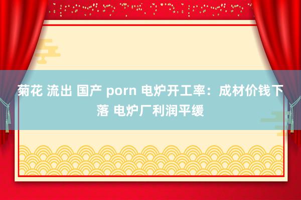 菊花 流出 国产 porn 电炉开工率：成材价钱下落 电炉厂利润平缓