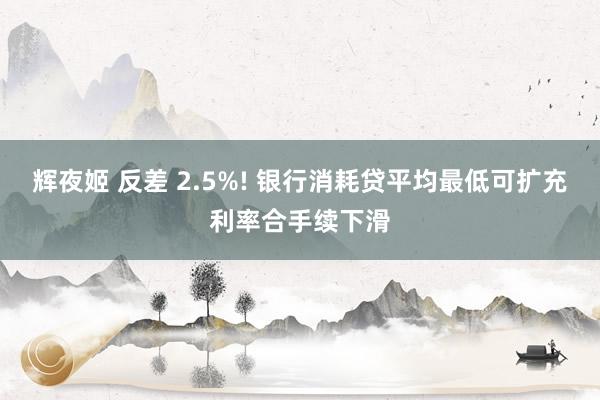 辉夜姬 反差 2.5%! 银行消耗贷平均最低可扩充利率合手续下滑