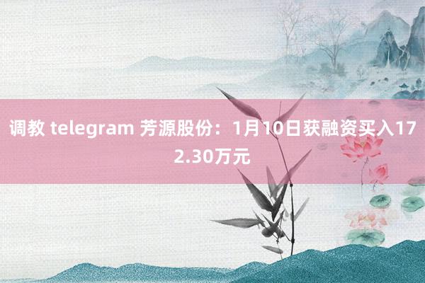 调教 telegram 芳源股份：1月10日获融资买入172.30万元