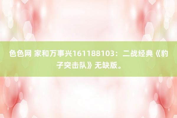 色色网 家和万事兴161188103：二战经典《豹子突击队》无缺版。