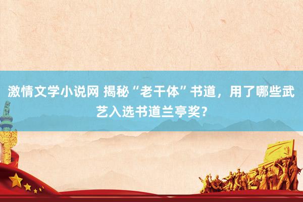 激情文学小说网 揭秘“老干体”书道，用了哪些武艺入选书道兰亭奖？