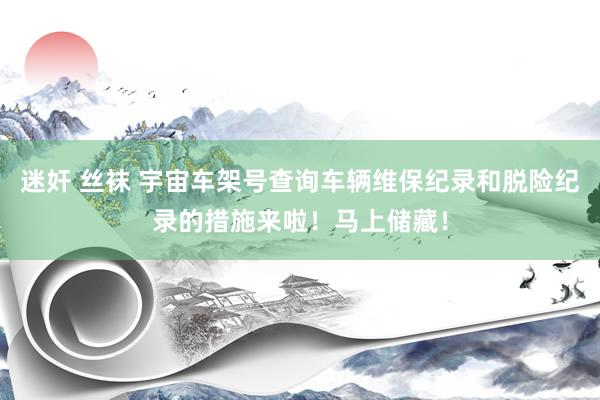 迷奸 丝袜 宇宙车架号查询车辆维保纪录和脱险纪录的措施来啦！马上储藏！