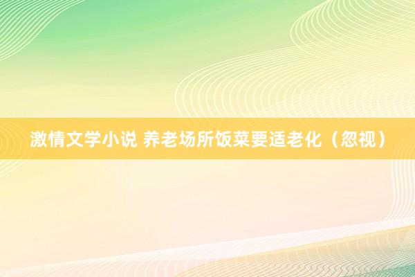 激情文学小说 养老场所饭菜要适老化（忽视）