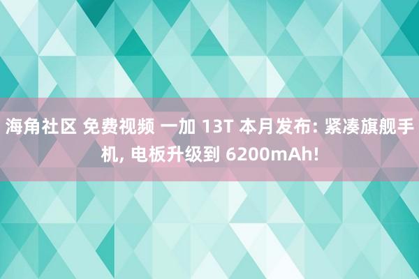 海角社区 免费视频 一加 13T 本月发布: 紧凑旗舰手机， 电板升级到 6200mAh!