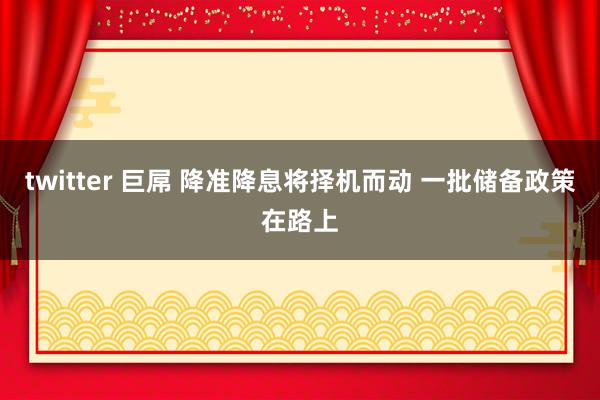 twitter 巨屌 降准降息将择机而动 一批储备政策在路上
