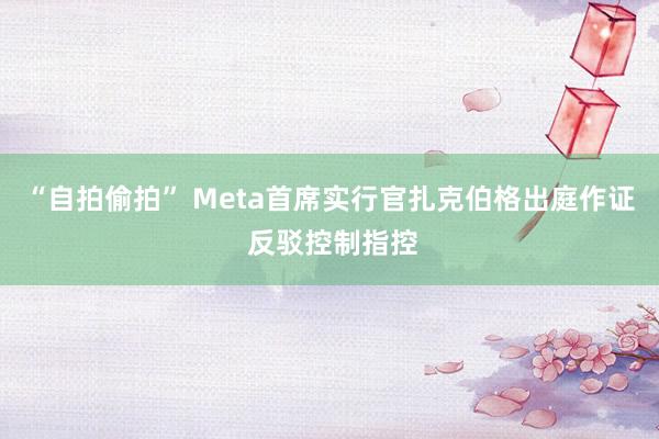 “自拍偷拍” Meta首席实行官扎克伯格出庭作证 反驳控制指控