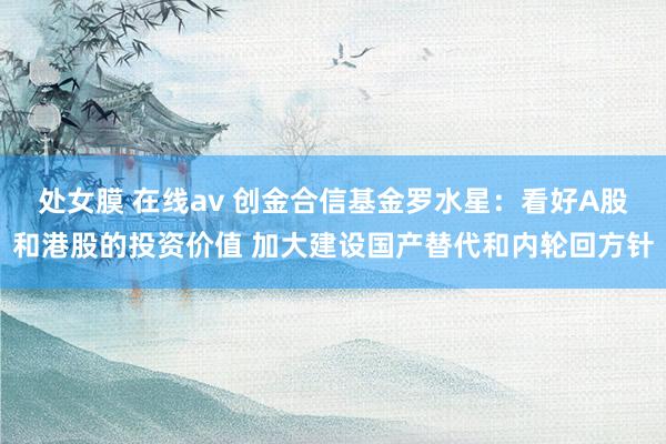 处女膜 在线av 创金合信基金罗水星：看好A股和港股的投资价值 加大建设国产替代和内轮回方针