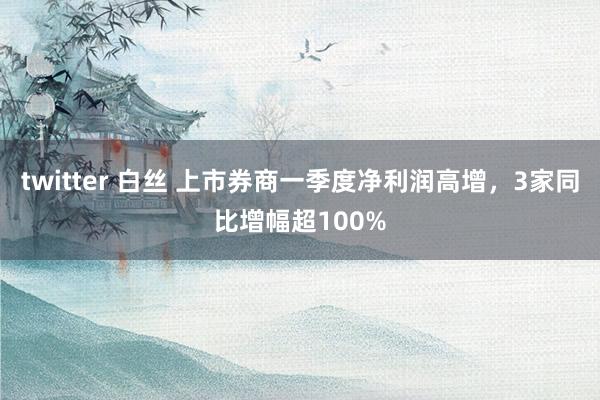 twitter 白丝 上市券商一季度净利润高增，3家同比增幅超100%