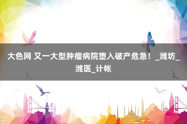 大色网 又一大型肿瘤病院堕入破产危急！_潍坊_潍医_计帐