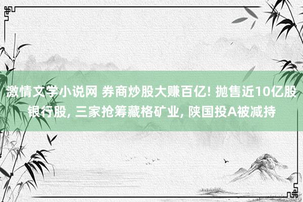 激情文学小说网 券商炒股大赚百亿! 抛售近10亿股银行股， 三家抢筹藏格矿业， 陕国投A被减持