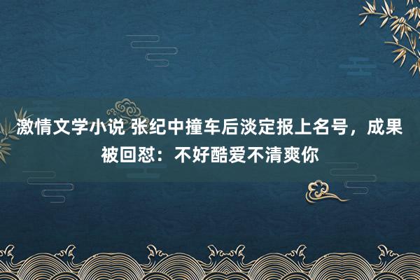 激情文学小说 张纪中撞车后淡定报上名号，成果被回怼：不好酷爱不清爽你